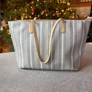 Coach Striped Tote Bag and matching mini wallet